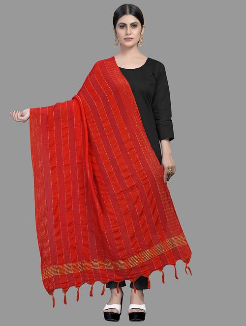 red silk printed dupatta - 18024157 - Standard Image - 1