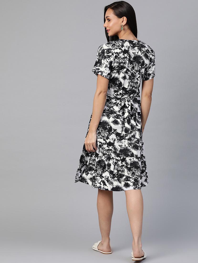 notch neck printed a-line dress - 18024245 - Zoom Image - 3