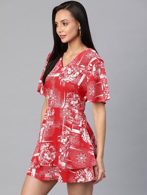 tie back printed a-line dress - 18024248 - Standard Image - 2