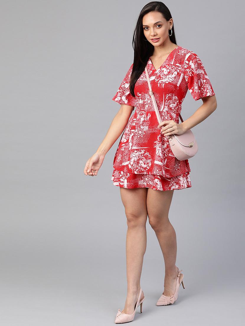 tie back printed a-line dress - 18024248 - Zoom Image - 4