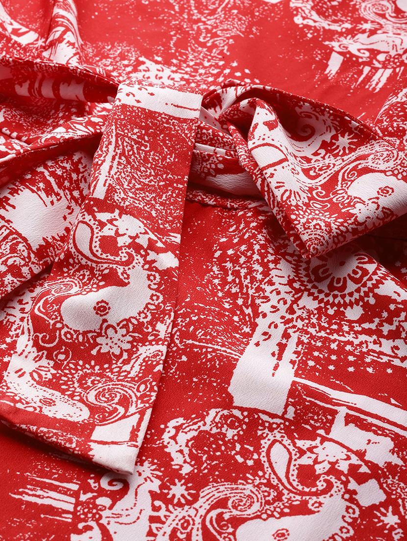 tie back printed a-line dress - 18024248 - Zoom Image - 5