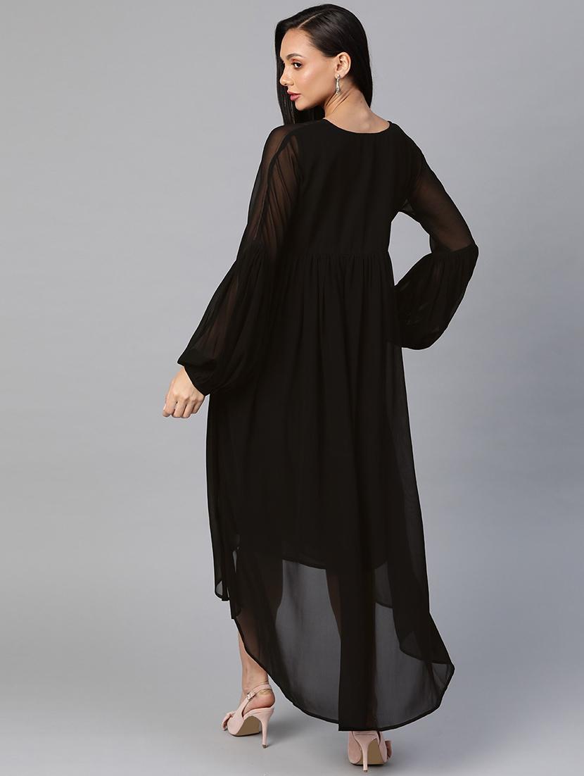 v-neck solid high low dress - 18024256 - Zoom Image - 3