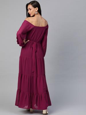 tie back off shoulder tiered dress - 18024263 - Standard Image - 3