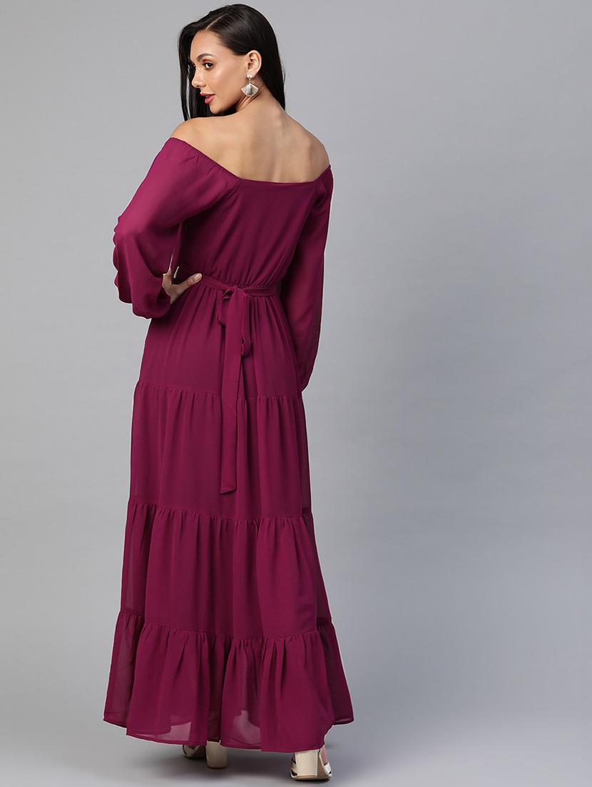 tie back off shoulder tiered dress - 18024263 - Zoom Image - 3