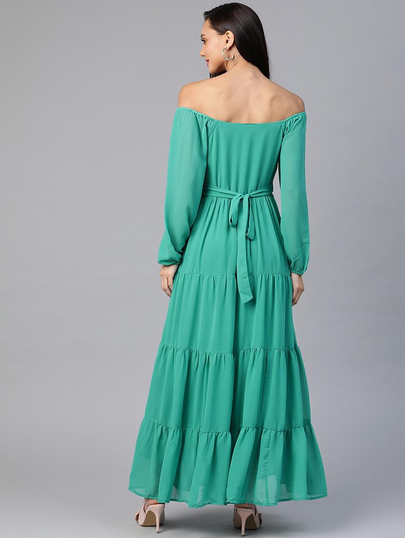 tie back off shoulder tiered dress - 18024264 - Zoom Image - 3