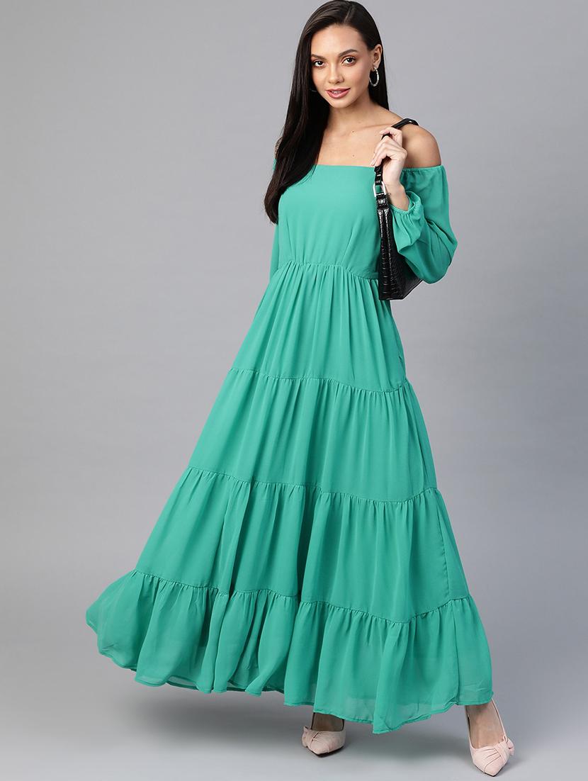 tie back off shoulder tiered dress - 18024264 - Zoom Image - 4