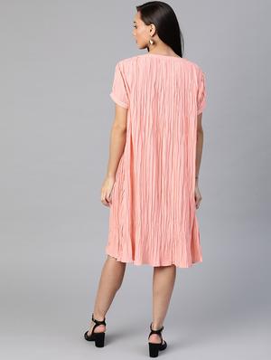 round neck solid shift dress - 18024266 - Standard Image - 3