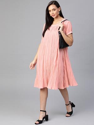 round neck solid shift dress - 18024266 - Standard Image - 4