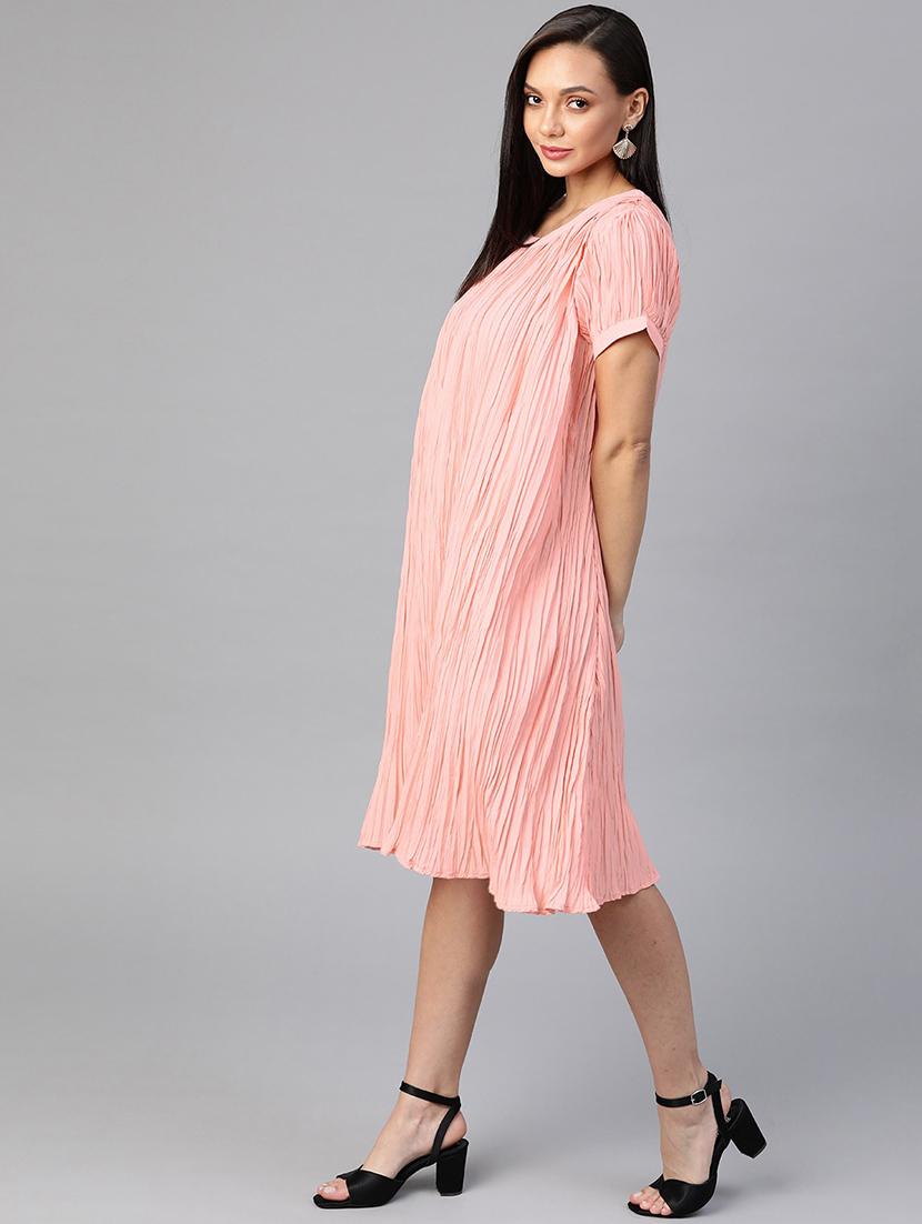 round neck solid shift dress - 18024266 - Zoom Image - 2