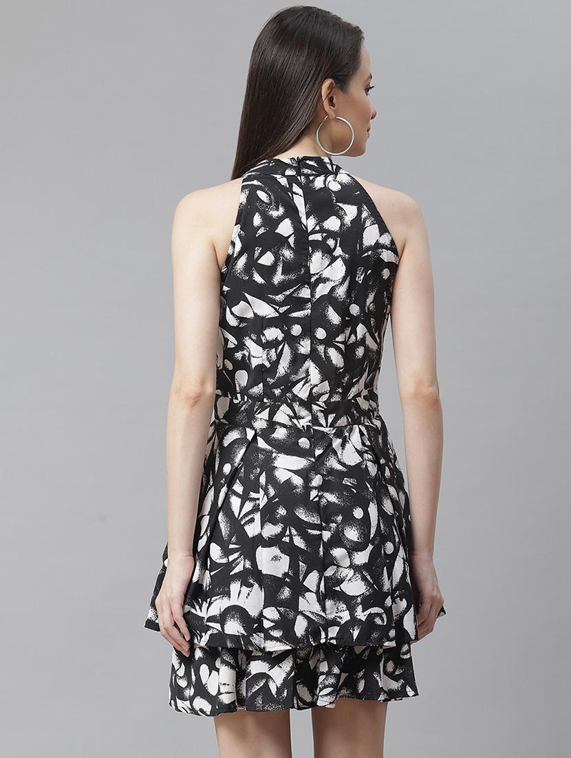 halter neck printed layered dress - 18024268 - Zoom Image - 3