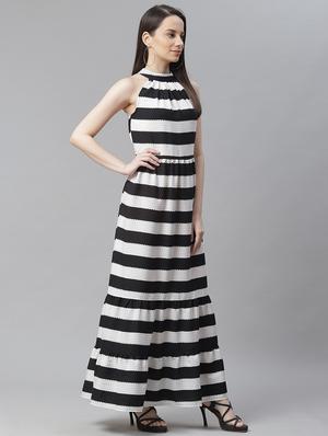 tie back striped a-line dress - 18024279 - Standard Image - 2