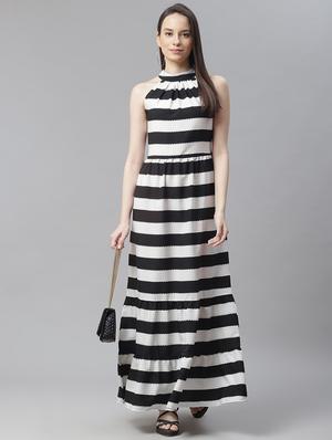 tie back striped a-line dress - 18024279 - Standard Image - 3