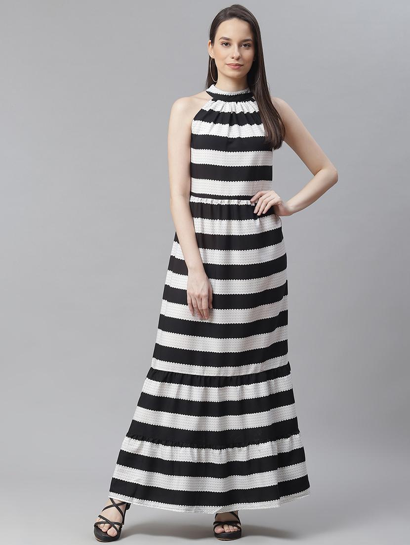 tie back striped a-line dress - 18024279 - Zoom Image - 1