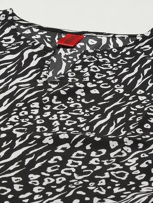 notch neck animal a-line dress - 18024284 - Standard Image - 5