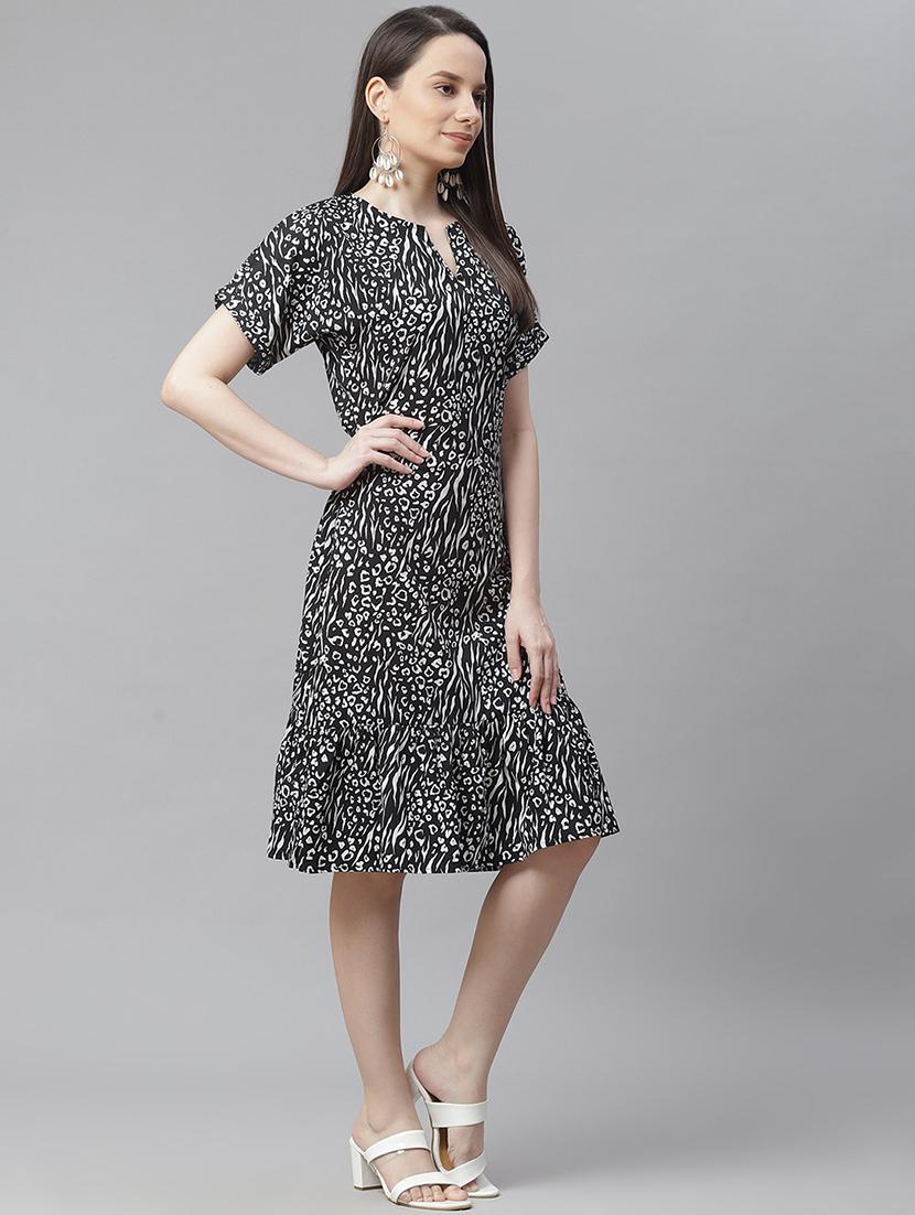 notch neck animal a-line dress - 18024284 - Zoom Image - 2