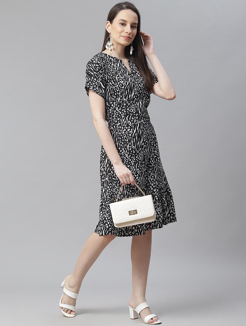 notch neck animal a-line dress - 18024284 - Zoom Image - 4