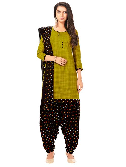 green cotton salwar suit unstitched - 18024339 - Very Small Image - 1