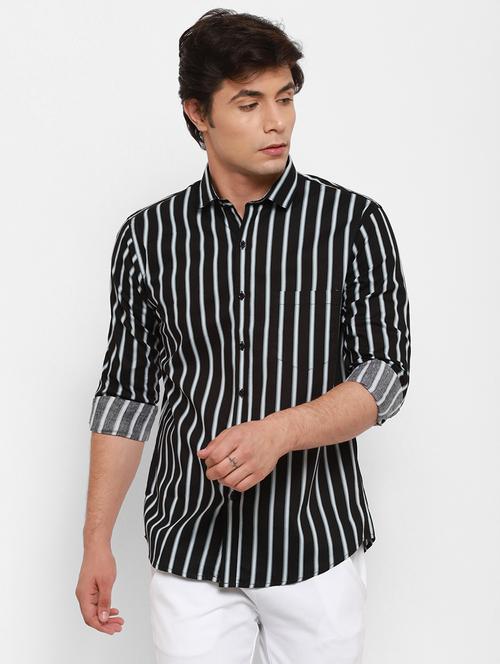 black striped casual shirt - 18024378 - Standard Image - 1