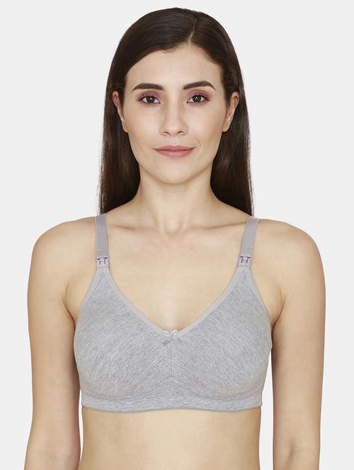 grey solid maternity/nursing bra - 18024461 - Standard Image - 1