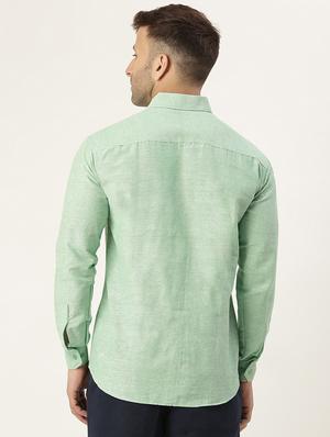 green solid casual shirt - 18024492 - Standard Image - 3