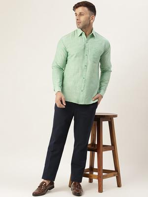 green solid casual shirt - 18024492 - Standard Image - 4