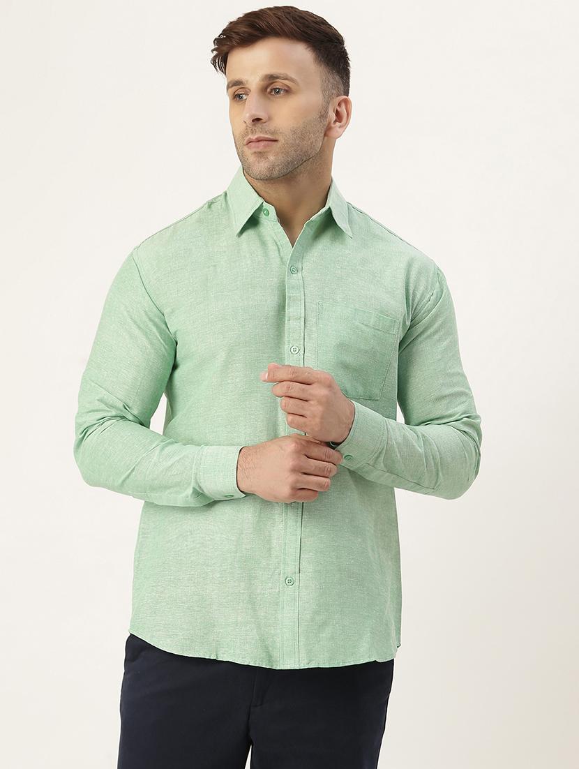 green solid casual shirt - 18024492 - Zoom Image - 1