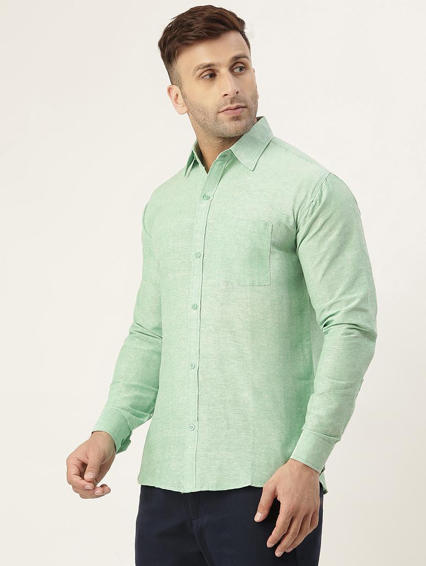 green solid casual shirt - 18024492 - Zoom Image - 2