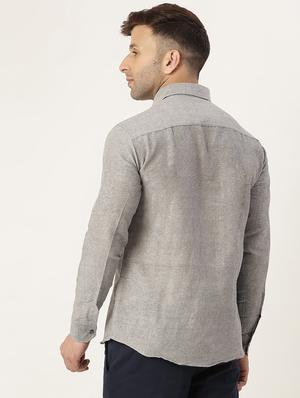 grey solid casual shirt - 18024493 - Standard Image - 3