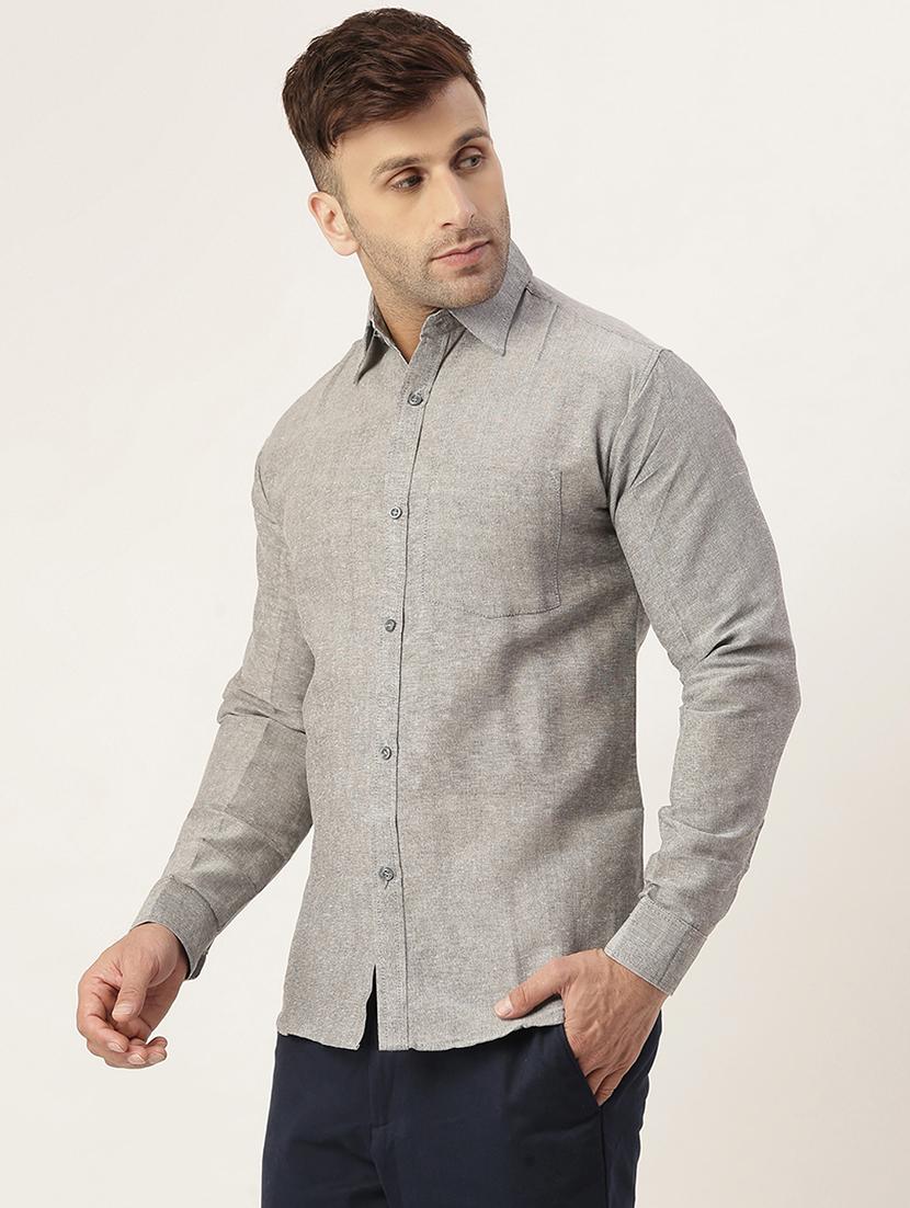 grey solid casual shirt - 18024493 - Zoom Image - 2