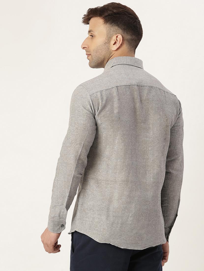 grey solid casual shirt - 18024493 - Zoom Image - 3