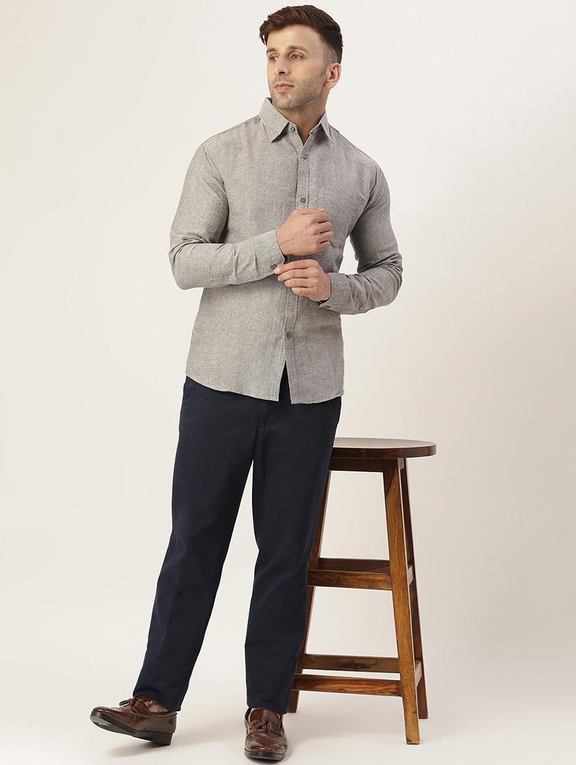 grey solid casual shirt - 18024493 - Zoom Image - 4