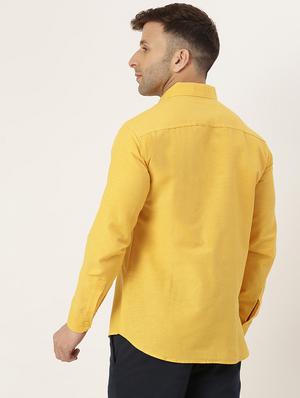 yellow solid casual shirt - 18024494 - Standard Image - 3