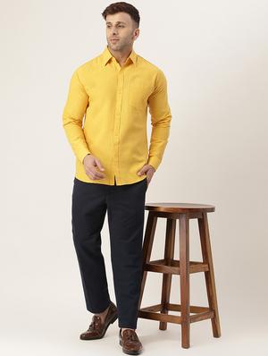 yellow solid casual shirt - 18024494 - Standard Image - 4