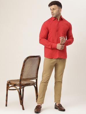 red solid casual shirt - 18024500 - Standard Image - 4