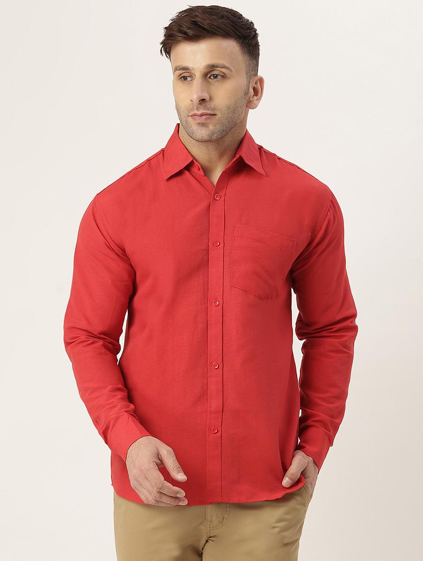 red solid casual shirt - 18024500 - Zoom Image - 1