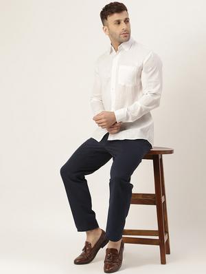 white solid casual shirt - 18024503 - Standard Image - 4