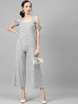 cold shoulder striped full leg jumpsuit - 18024686 - Standard Image - 4