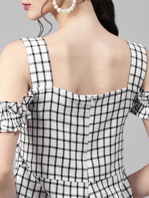 cold shoulder striped full leg jumpsuit - 18024686 - Standard Image - 5