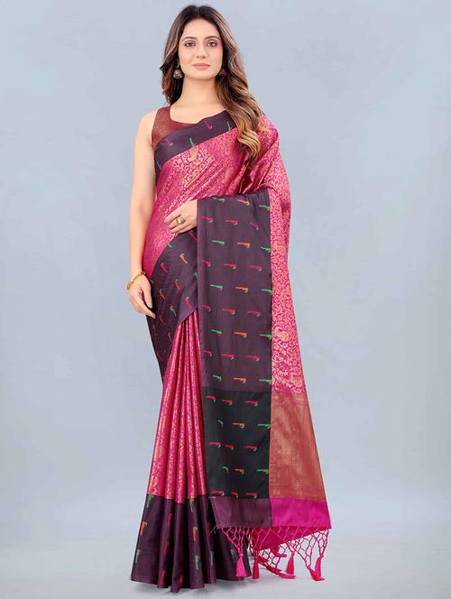 pink art silk kanjivaram saree with blouse - 18024766 - Standard Image - 1