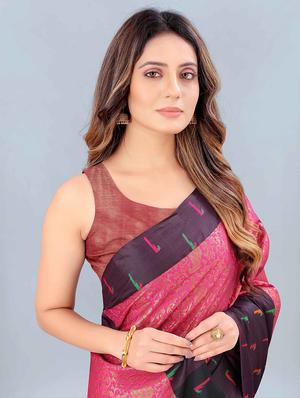 pink art silk kanjivaram saree with blouse - 18024766 - Standard Image - 3