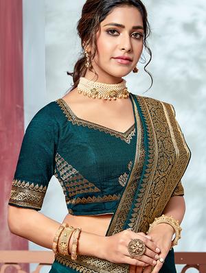 solid bordered saree with blouse - 18024774 - Standard Image - 2