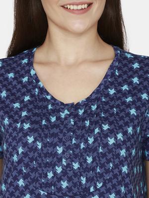 v-neck printed sleepshirt - 18024906 - Standard Image - 4