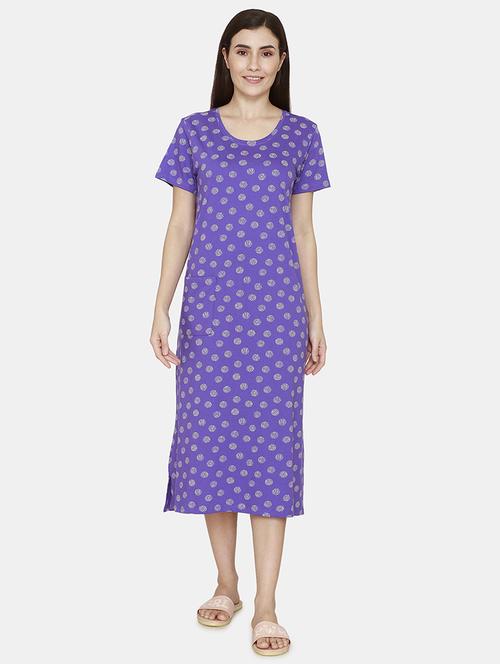 round neck printed nighty - 18024909 - Standard Image - 1