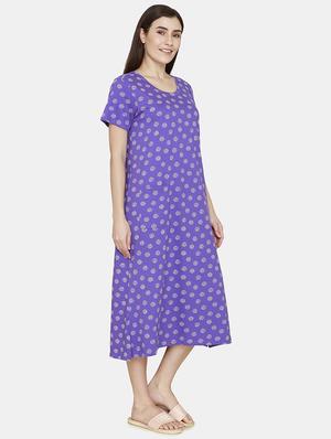 round neck printed nighty - 18024909 - Standard Image - 2