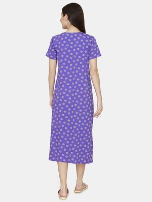 round neck printed nighty - 18024909 - Standard Image - 3