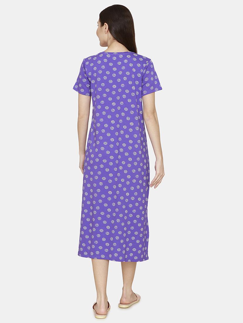 round neck printed nighty - 18024909 - Zoom Image - 3