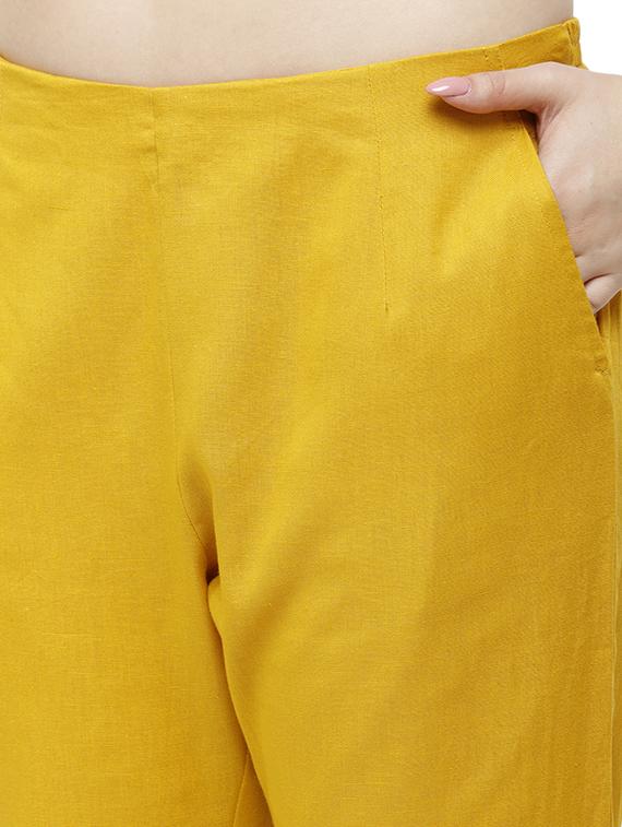yellow solid cigarette pants trouser - 18025101 - Zoom Image - 5