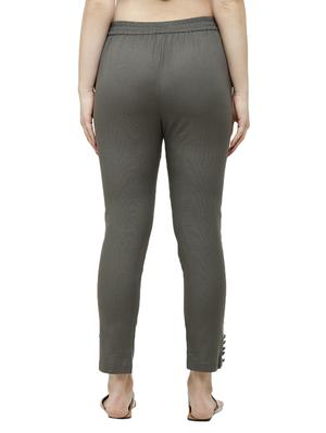 grey solid cigarette pants trouser - 18025103 - Standard Image - 3