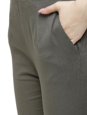 grey solid cigarette pants trouser - 18025103 - Standard Image - 5