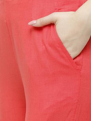 pink solid cigarette pants trouser - 18025105 - Standard Image - 5